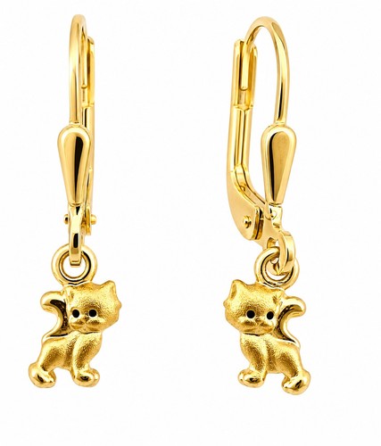 Ohrringe katze gold 333 - katze,