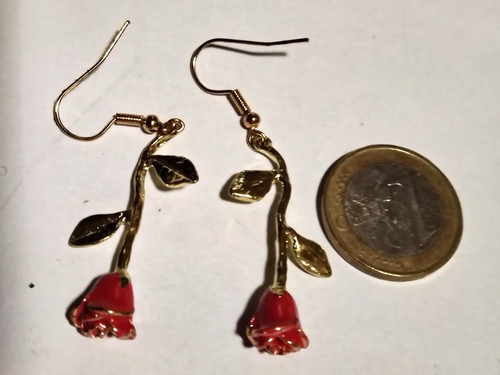 Ohrhänger goldfarben rote