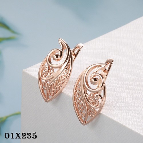 Luxus damen blatt ohrringe - luxus, 585