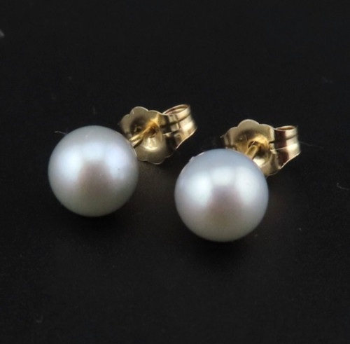Graue perl ohrringe - 585, gold