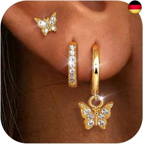 Paar ohrringe gold - 3, set,